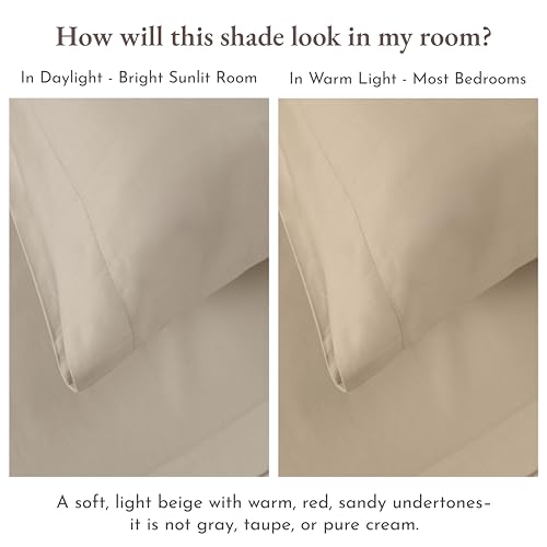 Image of California Design Den 100% Cotton Pack of 2 Twin XL Sheet Sets, Soft & Durable Extra Long Twin Sheet Sets with 12 inch Pockets, Twin XL Sheets with Sateen Sheets - Beige (Warm Taupe)