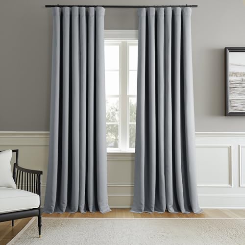 HPD Half Price Drapes Room Darkening Curtains for Bedroom 108 Inches Long (2 Panels) - Rod Pocket 100% Polyester Curtains & Drapes for Living Room and Windows - 50W x 108L, Light Blue Grey