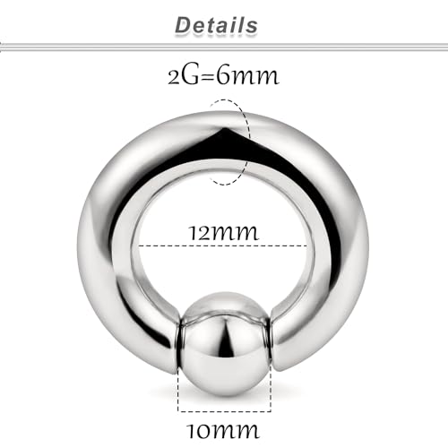 Ocptiy 8G 6G 4G 2G Titaniumm Septum Rings Medical Implant Grade Gauges Tunnels Earrings Stretching kit Hypoallergenic Septum Nose Ring Ear Lobe Hoop Earring Piercing Jewelry Women Men 12mm 14mm 16mm3