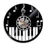 Eld Klaviertastatur Home Decor Schallplatte Wanduhr Noten Klavier Höhen Höhen Dekorative Vinyluhr Musiker Kunstgeschenk Muttertagsgeschenk Kunstuhren