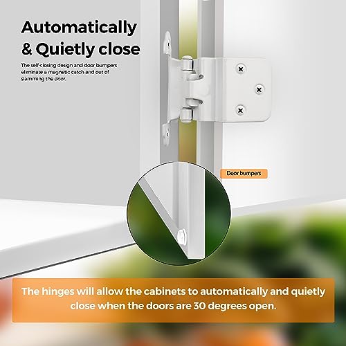 Image of Ravinte 10 Packs (5 Pairs) 3 /8 inch Inset White Cabinet Hinge,Self Closing Hinges for Kitchen /Bathroom /Furniture Cabinets & Doors,Decorative Cabinet Hardware Kitchen Cabinet Hinge with Door Bumper