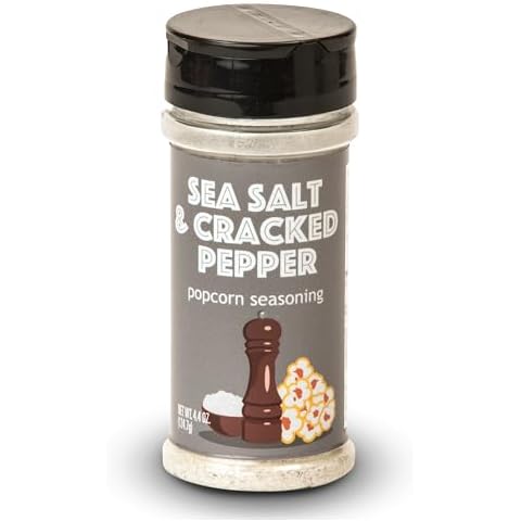 Salt and Pepper Popcorn Seasoning - Wabash Valley Farms Sea Salt and Cracked Black Pepper Seasoning, Movie Night Popcorn Seasonings, Gourmet Popcorn Toppings (4 oz) Cover