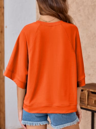 Image of Tankaneo Womens Oversized Half Sleeve T-Shirts Crew Neck Boxy Basic Tees Tops Summer Casual Loose Fit Tunic Shirts
