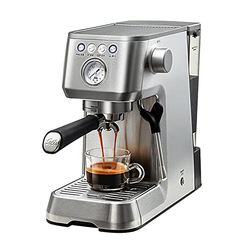 XFZJCHAP Coffee Machine Semi-Automatic Espresso Steam Milk Froth 1.7L Large Capacity Modern Style Silver