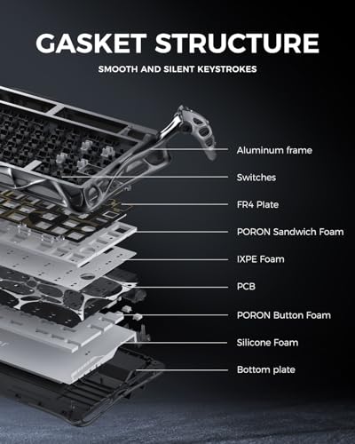 Image of GravaStar Mercury K1 Pro Wireless Mechanical Gaming Keyboard, 75% Layout RGB Custom Keyboard, Hot-Swappable Linear Switches - Aluminum Alloy, Interstellar Silver Brushed Metal Look