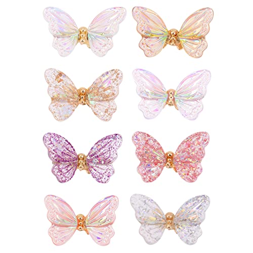 BESTYASH 8pcs Butterflies Nail Art Charms Fashion DIY Nail Decorations for Manicure Eye Catching for Natural and Fake for Creative Projects
