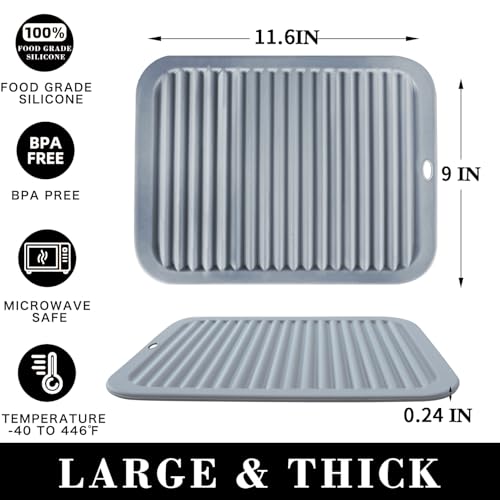 Image of 4 PCS Silicone Trivet for Hot Dishes, Hot Pads Trivets Mat for Hot Pots and Pans, Heat Resistant Silicone Hot-Mats, Pot Holders Jar Opener Tables-Mats for Countertop Drying Mat (Grey)