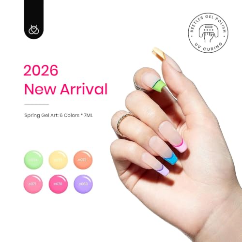 Image of Beetles Pastel Gel Liner Nail Polish Set 6 Colors Art French Line Swirl