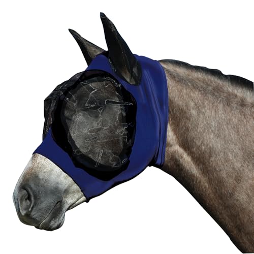 UltraFlex Comfort Plus Bug Eye Fly Horse Masks | Maximum Protection & Comfort | 95% UV Shield & Easy On/Off Design | Pull On Without Forelock Saver | Color Navy | Size X-Large