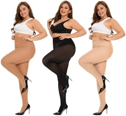 DUCMODA Damen Curvy Strumpfhose Große Größen Semi-Blickdicht Strumpfhosen Plus Größen XL-4XL Oversize über 10 Farben