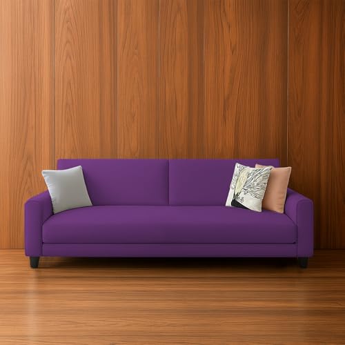 Image of Kathleen 3 Seater Sofa Set for Living Room - Foldable Convertible Couch Furniture for Home, Office or Guest Use, Modern Designer Stylish Comfortable (Purple)