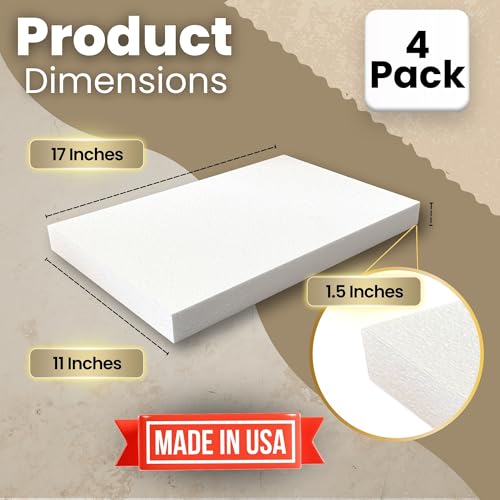 Prestige Foam Craft Foam Sheets 4 Pack - 11x17x1.5 - Made in USA - Foam Sheets for Floral Arrangements, Crafting, Modeling, Art Projects, Sculpting, and DIY Projects - Image 2