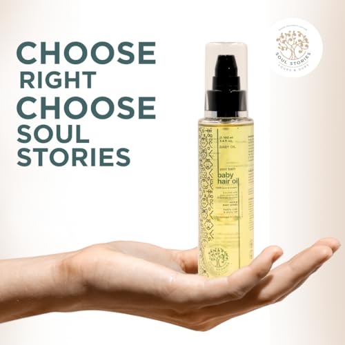 Image of Soul Stories Baby Hair Oil-100ml | Promotes Healthy Hair Growth, Natural Shine & Volume | with Argan, Coconut & Sesame Oils | Lightweight, Non-Greasy & Gentle Formula