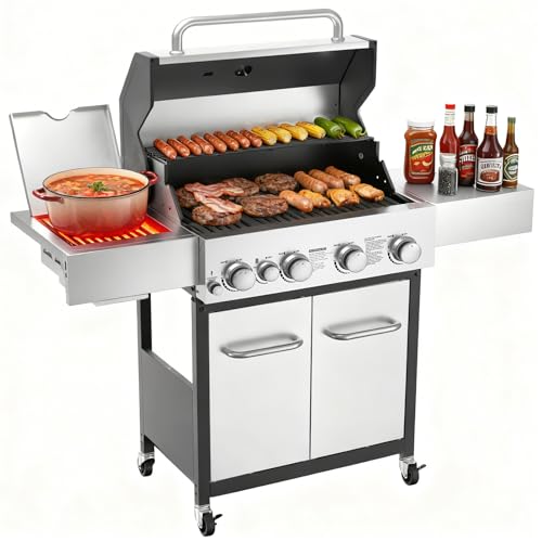 Veralune 4+1 Infrared Burner Gas Grill, 4 Burner Propane Gas Grill with Infrared Side Burner, 5...