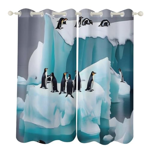 Rideaux occultants contre la chaleur et le vis-à-vis motif pingouin 132 cm