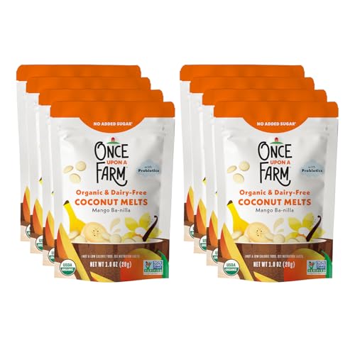 Once Upon A Farm Organic Coconut Melts with Probiotics, Mango Ba-nilla, Dairy Free, Non GMO, Kosher, 1 Ounces (Pack of 8)