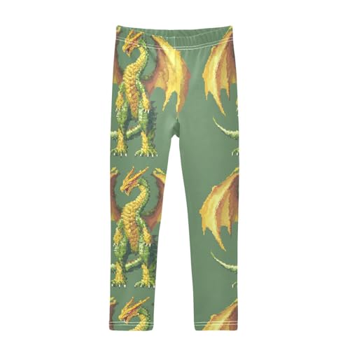 Girls Leggings Yellow Pixel Dragon Toddler Girls Clothes Leggings for Girls Toddler Girls Leggings 3-4T