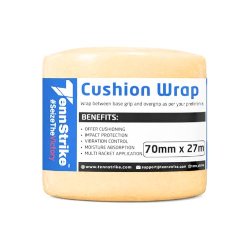 Image of 27 Metre x 70 mm Cushion Wrap for Badminton, Tennis & Pickleball Rackets | Shock & Vibration Control | Moisture Absorbing Cushion | Pro Player Use | Yellow Color (Skin)