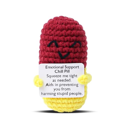 Image of Wine Red Pill Crochet,Handmade Capsule Knitted with Inspirational Card, CNA Nurse Appreciation Keepsake for Doctors, Pharmacists, RN, LPN, Office Decor & Nurse Appreciation Events