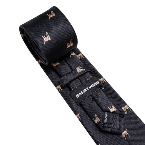 Image of Barry.Wang Man Tie Sets Skull Ties Animal Extra Long Necktie Silk Woven Handkerchief Cufflinks Festival Party Gift