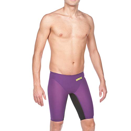 Arena Men\'s Powerskin Carbon Air Swim Jammer, Plum/Fluo Yellow, 32 - Thumbnail 2