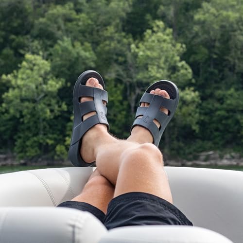 Image of NUUSOL Stanley Slide Men Flip Flops /Sandal; Non-Slip Durable Soft-Cushion Lightweight Non-Porous Textured Footbed Orthotics Arch Support Footwear Relieve Plantar Fasciitis Feet Joints Neck & Back Pain