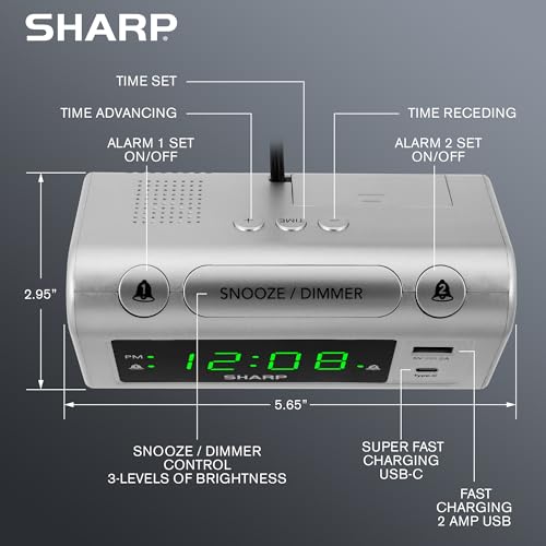 USB C Charging Dual Alarm LED Clock product photo USB C Charging Dual Alarm LED Clock product image