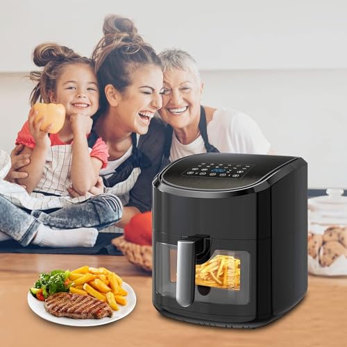 EUARY Freidora Sin Aceite 7.5L,1700W Freidora de Aire Caliente con 17 Programas,AirFryer con 32 Recetas en Español y 12 Programas, Pantalla LED Táctil,Precalentar