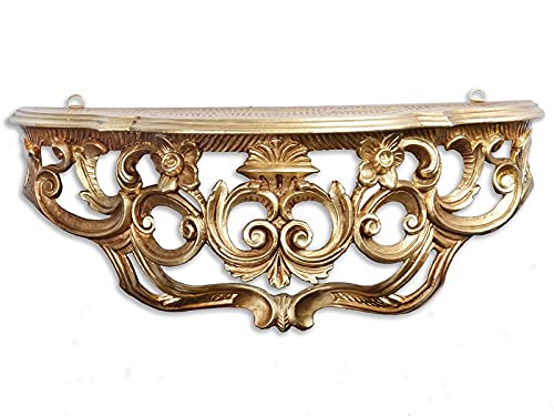 by artissimo Mensola da parete anticata, stile barocco, 49 x 13 x 21 cm, ripiano a specchio Cp51 (bianco/oro