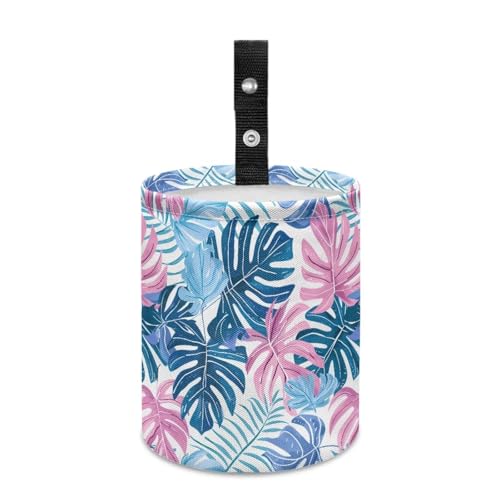 Image of Pink Blue Palm Car Garbage Can Mini Car Trash Bin Car Organizer Car Storage Bag Waterproof Portable Men Accessories Car Decor