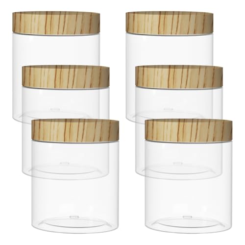 FSSTUD 6 Pièces 250ml Pots en Plastique Transparent Remplaçables - Bocaux de Rangement de Cuisine - Petits Pots Vides pour Épices - Bocaux de Voyage pour...