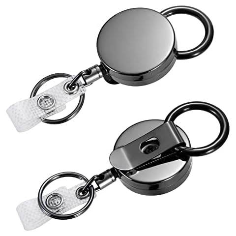 Extendable Key Ring High Performance ID Card Badge Clips with Vinyl Strap and Key Ring Extendable ID Card Holder for Keys, Card Holder, ID Card Holder Pack of 2 Cover