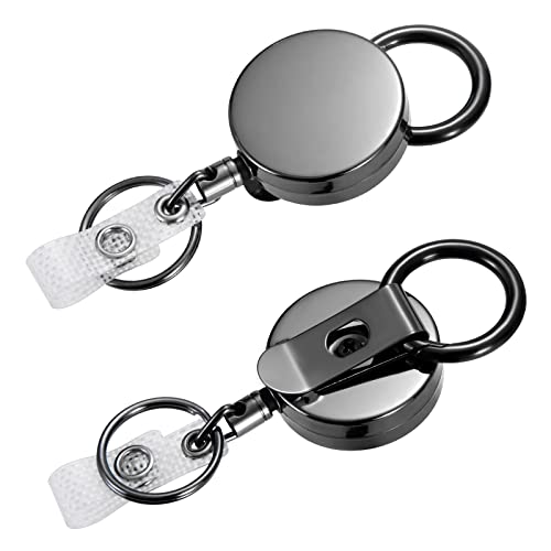 Ausziehbarer Schlüsselanhänger Hochleistungs ID Card Badge Clips mit Vinylstrap und Schlüsselring Ausziehbar Ausweishalter für Schlüssel, Kartenhalter, Ausweishalter 2 Stück Cover