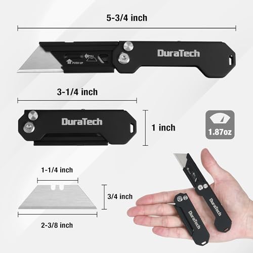 Image of DURATECH 4-Pack Folding Utility Knife, Mini Box Cutter for Men Women