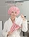 YIZIJIZI Shower Cap,Shower Caps for Women Reusable Waterproof,Two Layer Large Shower Caps Reusable Suitable for All Types of Straight Hair, Curly Hair, Long Hair,Braids (pink)