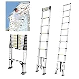 JADDUO Aluminum Telescoping Ladder, 10.5 FT Extension, 1 Button, Collapsible for Home & RV