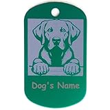 COOLLIANT Personalized/Customizable Labrador Retriever Dog Name tag - Cute Aluminum Laser Engraved Dog ID tag for pet Collar (Green, Labrador Retriever-Large)