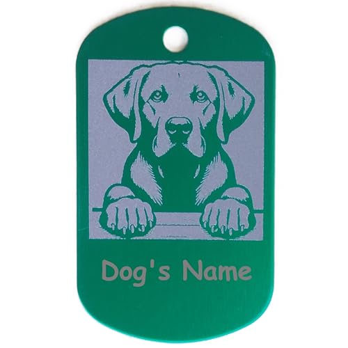 COOLLIANT Personalized Labrador Retriever Dog Name Tags - Custom cute laser engraved dog id tag for pet collar (Green, Labrador Retriever-Large)