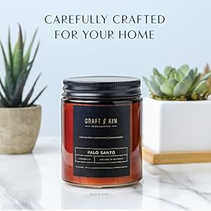 Craft & Kin Scented Candles for Men, Palo Santo Candle | All-Natural Scent for Home | Long Lasting with 45 Hour Burn Time, 8oz Craft Kin Scented Candles for Men Palo Santo Candle All Natural Scent for Home Long Lasting with 45 Hour Burn Time 8oz