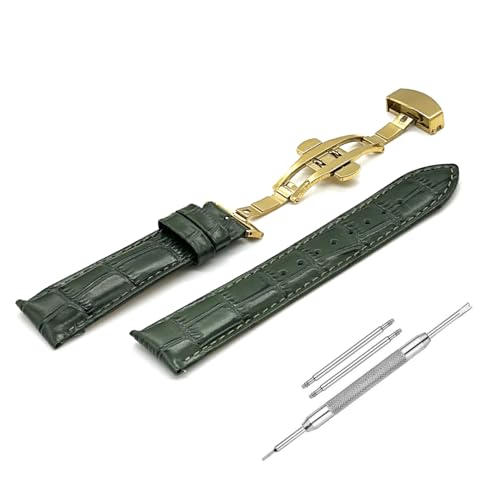Image of Lineon 20mm Half Padded Leather Mens Watch Strap with ButterFly Lock For Branded Watches Tool and Pins Include