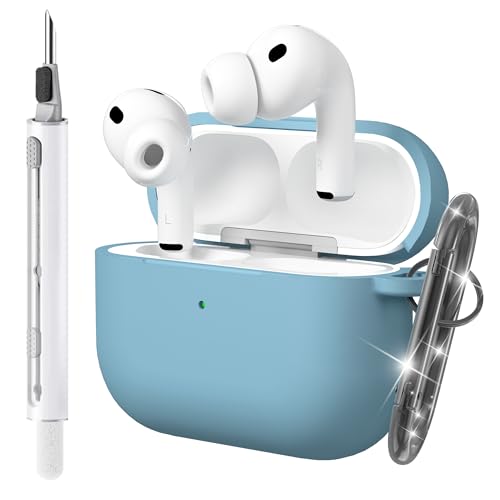 Seltureone�y�V�o��zFor Airpods Pro3 �P�[�X �N���[�j���O�y���t��2025�N���� �_�炩���V���R���f�� �S�ʕی�J�o�[ �L�[�z���_�[�t�� �����h�~ �ϏՌ� ����~�� �y�� �L�Y�h�~���C�����X�[�d�Ή� LED��ԕ\������ Airp