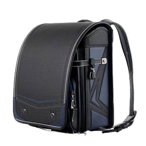 Mochila Escolar de Piel sintética Japonesa con Cierre automático, Ligera, Color Negro