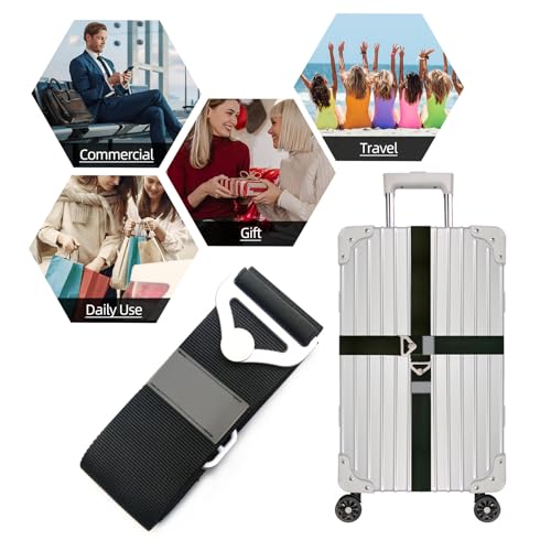 Image of 2 Pack Travel Belt for Luggage Straps, 2-in-1 Adjustable Elastic Suitcase Strap Airport Travel Accessories,Black
