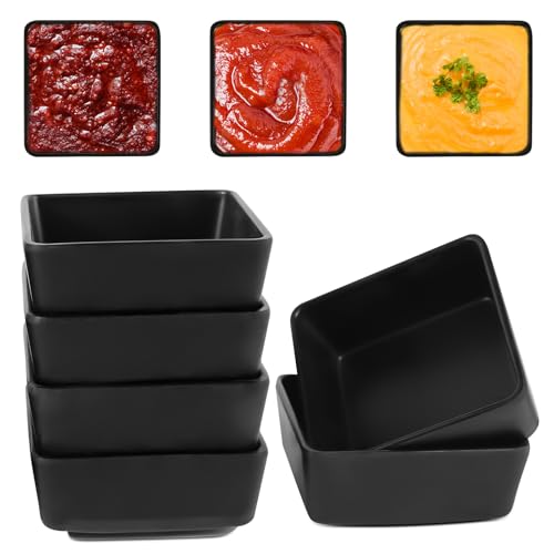 YGKYMVW Dipschalen Set, 6 Stück 9cm Quadratische Schälchen - Schwarze Saucenschälchen für Sojasauce, Dip, Snack und Sushi