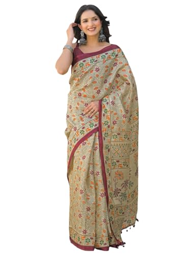 Image of SIRIL Women's Pure Cotton Geometric Printed Saree With Unstitched Blouse Piece