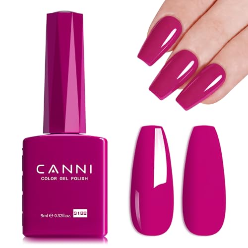 Image of CANNI 9ml Dark Hot Pink Gel Nail Polish, High Gloss UV LED Soak Off Gel