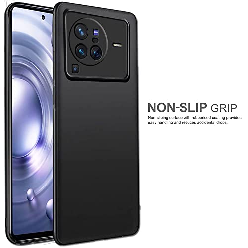 Image of TheGiftKart Back Cover Case for Vivo X80 PRO | Soft Silicon Rubberised Matte Cover | Protective Sleek Profile | Camera Protection Bump Back Case for Vivo X80 PRO (Black)