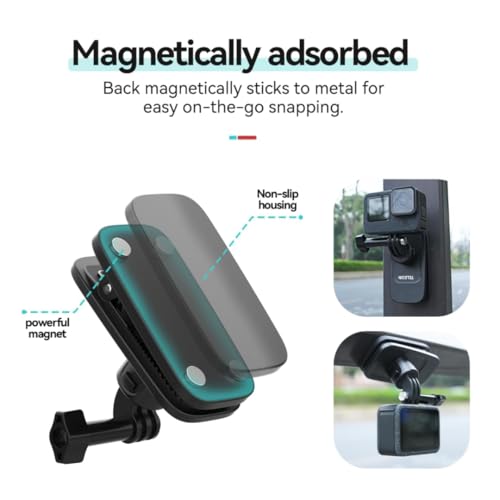 Image of Backpack Clip Mount for Go pro, Quick Release Magnetic Bag Belt Shoulder Strap Holder Compatiable for GoPro 13 12 11 Max Insta360 X3 X4 Go3 Ace Pro 2 DJI Action 5 Pro 3 4 Osmo Pocket 3