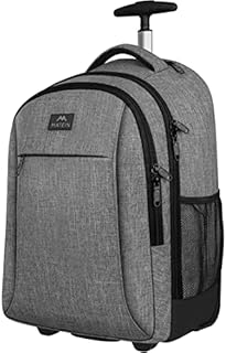 Rolling Backpack, Water Resistant MATEIN Travel Laptop Backpacks with Wheels, Large Roller College Bookbag School Computer Bag Business Luggage Carry on for Men Women Fits 15.6 Inch Notebook, Grey