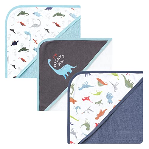 Image of Hudson Baby Unisex Baby Cotton Rich Hooded Towels, Dinosaurs, One Size